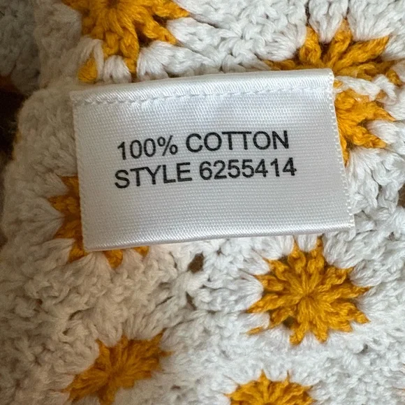 Tory Burch White and Yellow Crochet Midi Dress - Picture 6 of 7